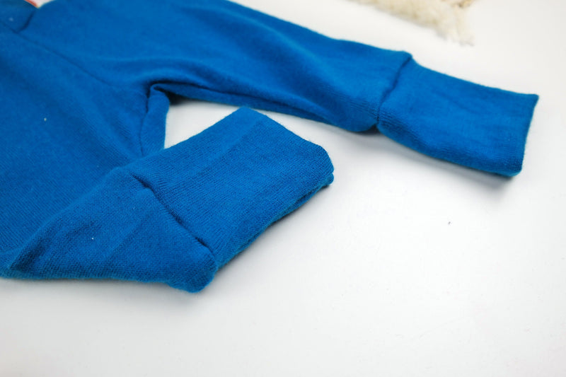 Growing pants for babies 50/56 made from 100% upcycled wool in azure blue