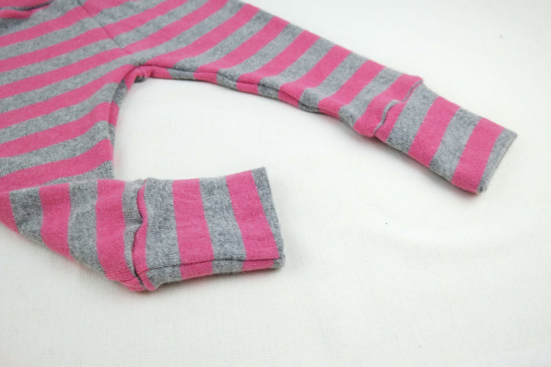 Mitwachs-Hose für Babys 86/92aus Upcycling-Kaschmir in Rosa Grau gestreift