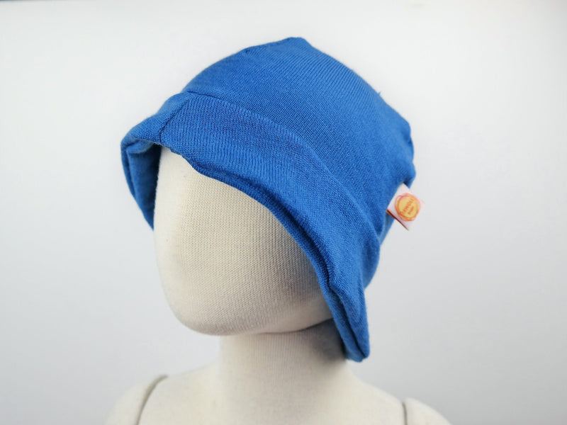 Sun hat summer hat baby toddler KU 46-49 with neck protection made of 100% upcycled merino wool in sky blue