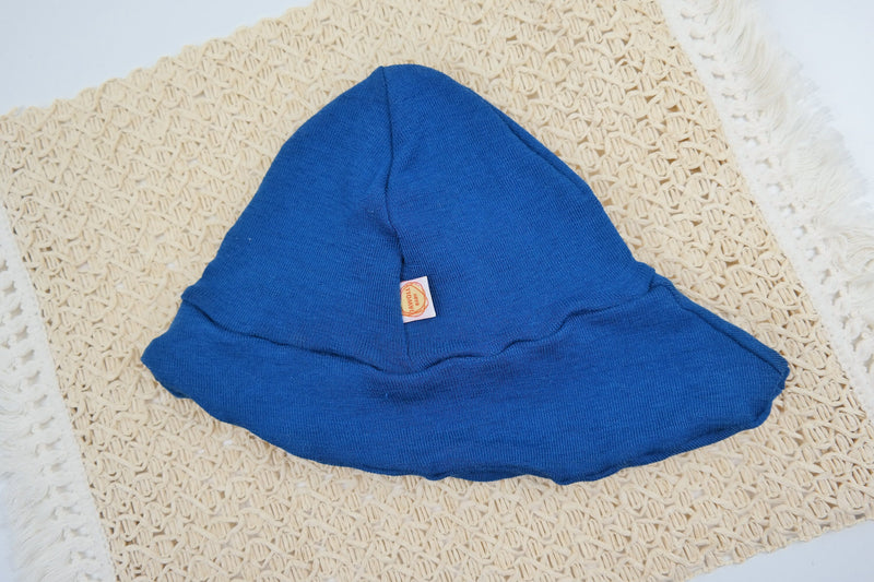 Sun hat summer hat baby toddler KU 46-49 with neck protection made of 100% upcycled wool-silk in petrol blue