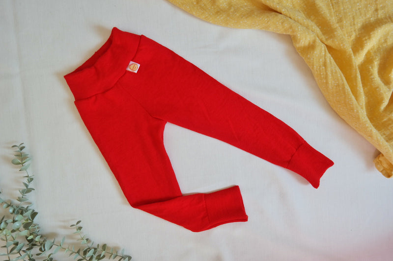 Leggings für Kleinkinder 86/92 aus 100% Upcycling Wolle in strahlend Rot