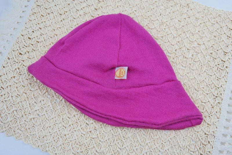 Sun hat baby toddler KU 42-45 with neck protection made of 100% upcycled wool in pink