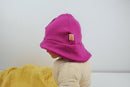 Sonnenhut Baby Kleinkind KU 42-45 mit Nackenschutz aus 100 % Upcycling Wolle in Pink - Jawoll Baby