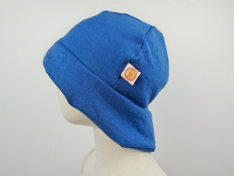 Sun hat summer hat baby toddler KU 46-49 with neck protection made of 100% upcycled merino wool in sky blue