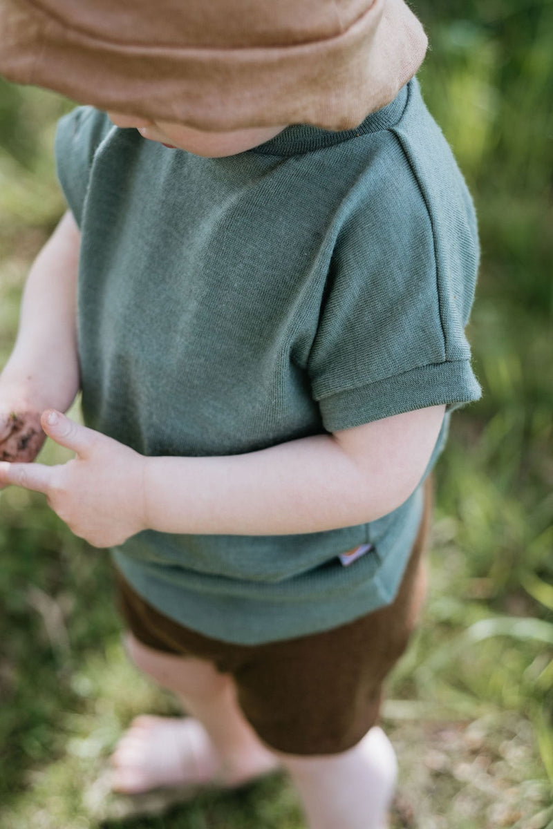 T-Shirt für Babys 86/92 aus leichter Upcycling Wolle in Rot