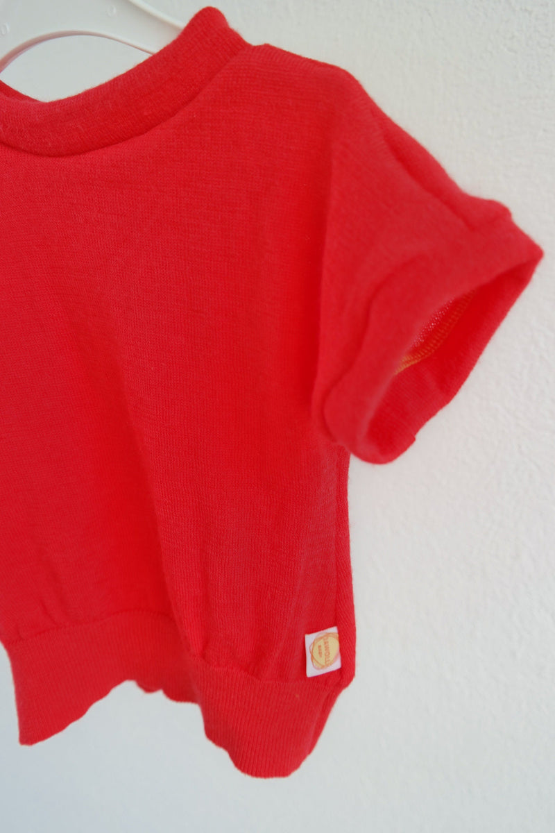 T-Shirt für Babys 74/80 aus leichter Upcycling Wolle in Rot