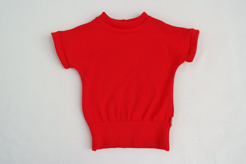 T-Shirt für Babys 86/92 aus leichter Upcycling Wolle in Rot