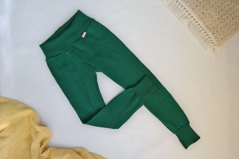 Leggings Kleinkinder 98/104 aus 100% Upcycling Wolle in Smaragdgrün