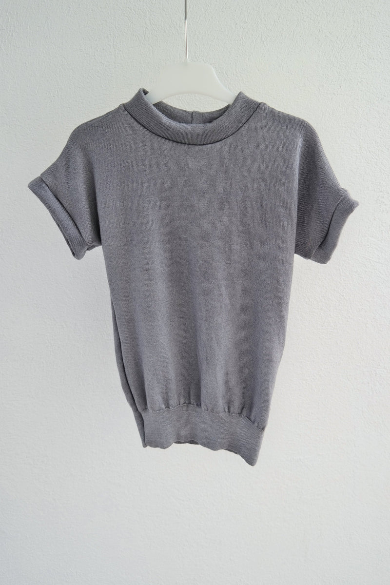 T-Shirt für Kinder 122/128 aus leichter Upcycling Wolle in Grau