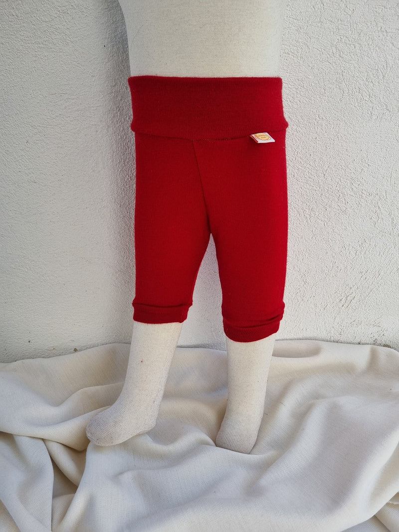 Summer pants Knickerbocker 74/80 made from upcycled Merino wool in red