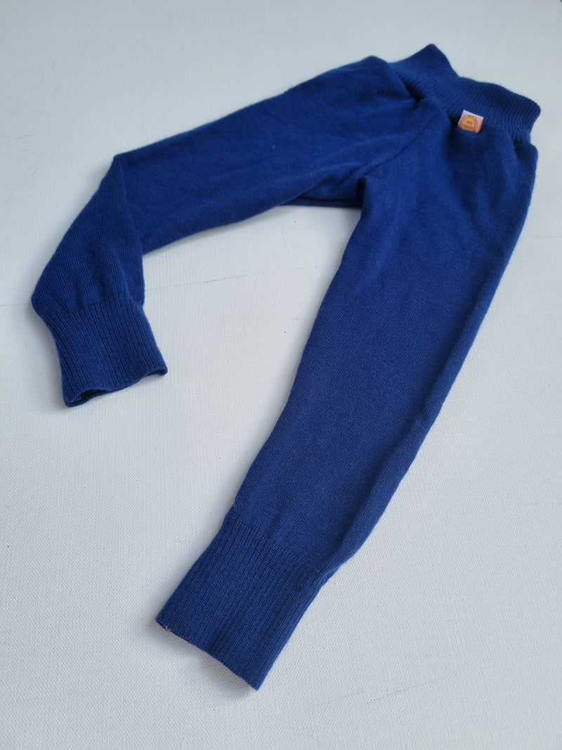 Leggings 86/92 aus 100% Upcycling Wolle in Blau