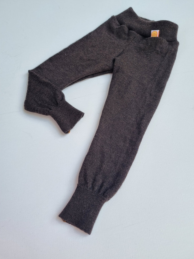 Leggings 86/92 aus 100% Upcycling Wolle in Braun