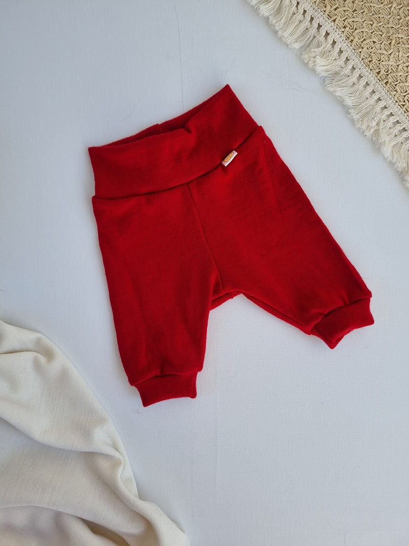 Summer pants Knickerbocker 74/80 made from upcycled Merino wool in red