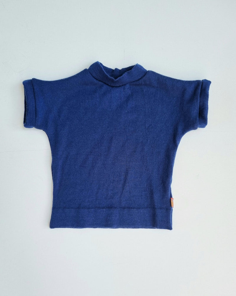 T-Shirt für Babys 86/92 aus leichter Upcycling Wolle in Blau