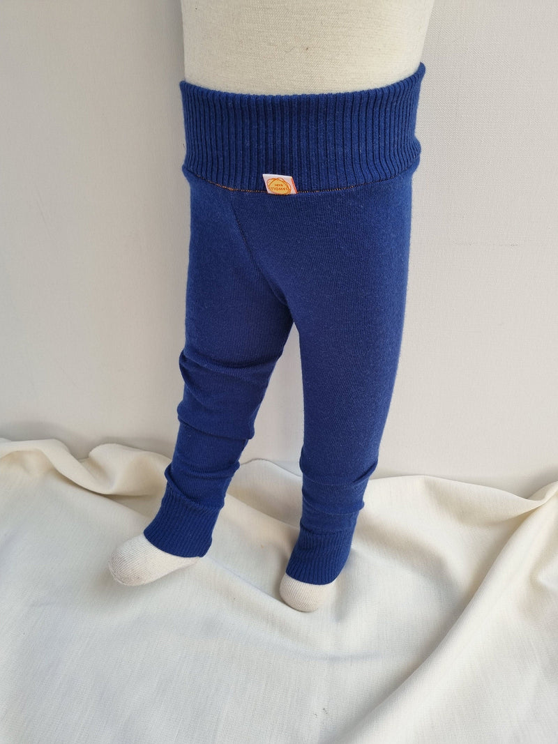 Leggings 86/92 aus 100% Upcycling Wolle in Blau