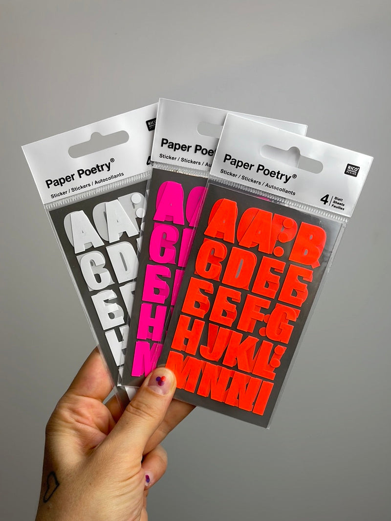 Paper Poetry • Office Sticker Buchstaben 4 Bogen
