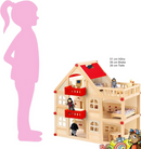 B-Ware Izzy Holzpuppenhaus Spielhaus Puppenhaus Für Puppen Haus 4 Puppen Tragegriff