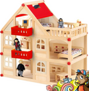 B-Ware Izzy Holzpuppenhaus Spielhaus Puppenhaus Für Puppen Haus 4 Puppen Tragegriff