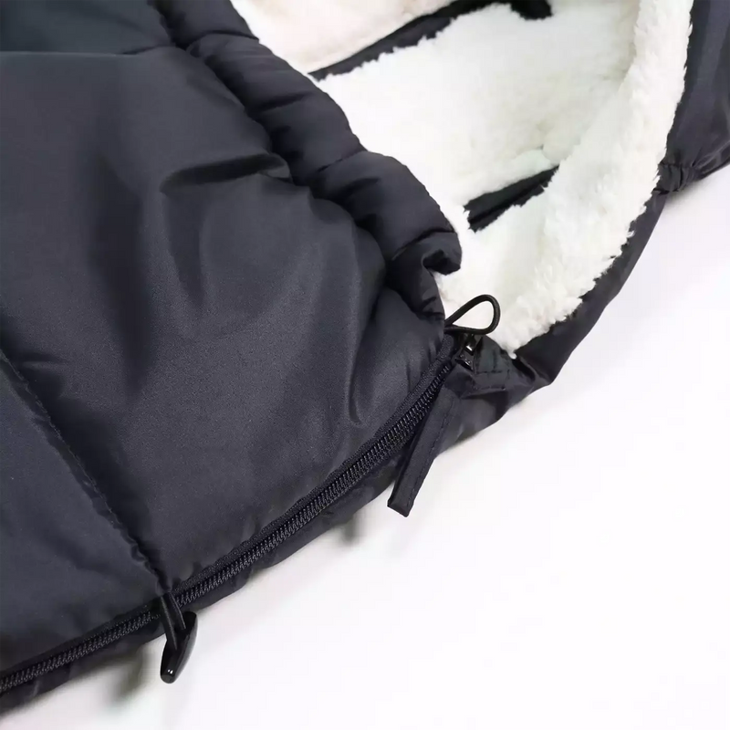 B-Ware Kaiser Hoody 2.0 Fußsack Babyschalenfußsack Schwarz Baby Kapuze Sherpa Fleece