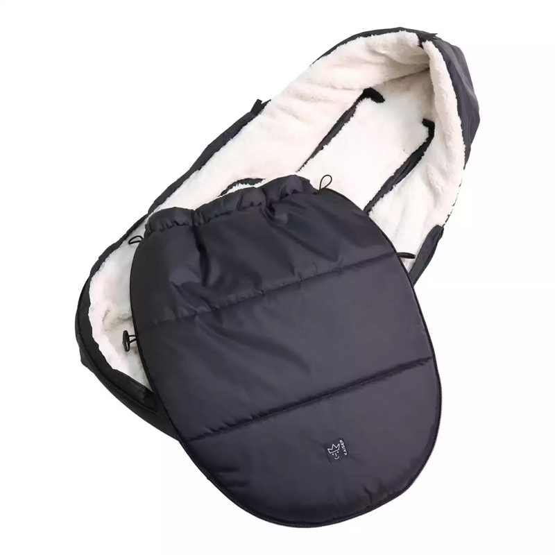B-Ware Kaiser Hoody 2.0 Fußsack Babyschalenfußsack Schwarz Baby Kapuze Sherpa Fleece
