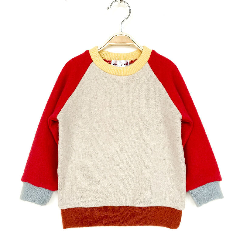 kronjuwel Kaschmirpullover Größe 86/92 beige rot Upcycling