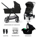 B-Ware Kinderkraft Newly Kinderwagen Buggy 3in1 Kindersitz I Size Fußsack Schwarz Set
