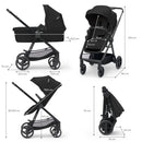B-Ware Kinderkraft Newly Kinderwagen Buggy 3in1 Kindersitz I Size Fußsack Schwarz Set