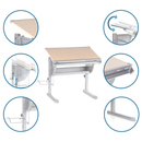 Hjh Office Kinderschreibtisch Tisch Höhenverstellbar Neigbar Buche Silber 80cm B-Ware - 4260284080273