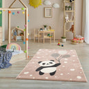B-Ware Kinderteppich Panda Bär 120x170 Cm Rosa Teppich Kinderzimmer