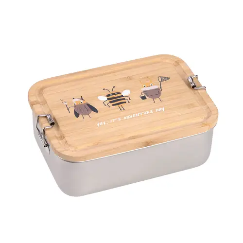 Lässig Lunchbox Brotdose Bamboo Nature Edelstahl Kinderbox Lunch Behälter B-Ware