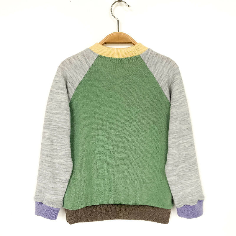kronjuwel Wollpullover 110 grün grau Upcycling