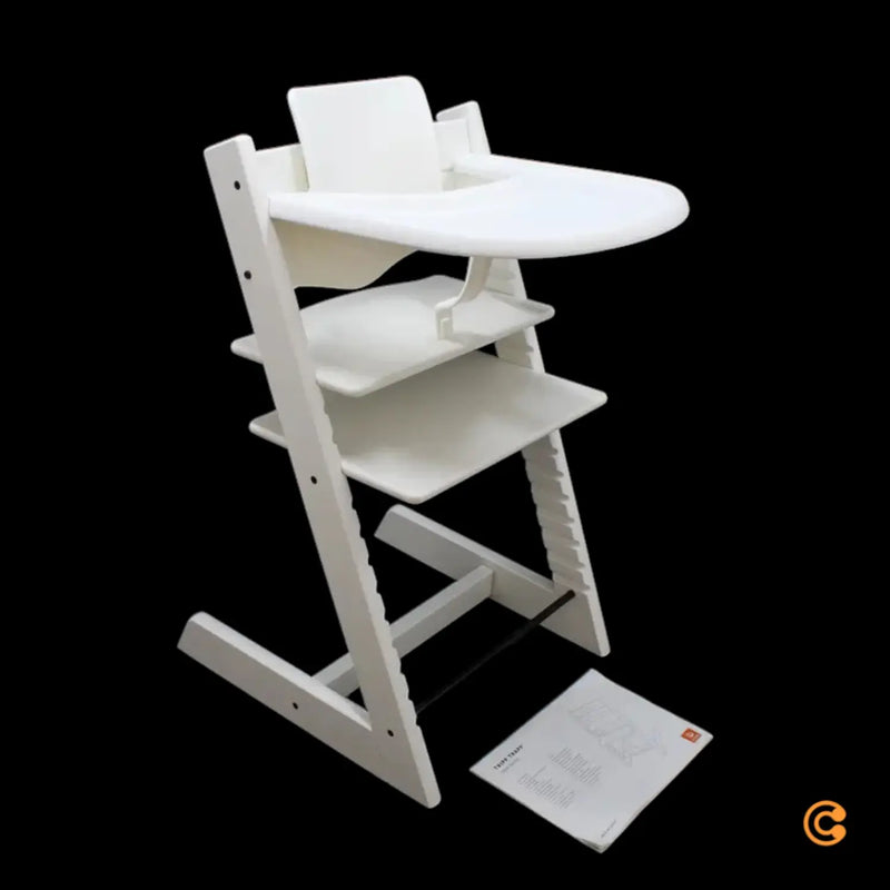 B-Ware Stokke Hochstuhl Set Tripp Trapp Kinderstuhl Weiß Baby Set Tablett Komplettset