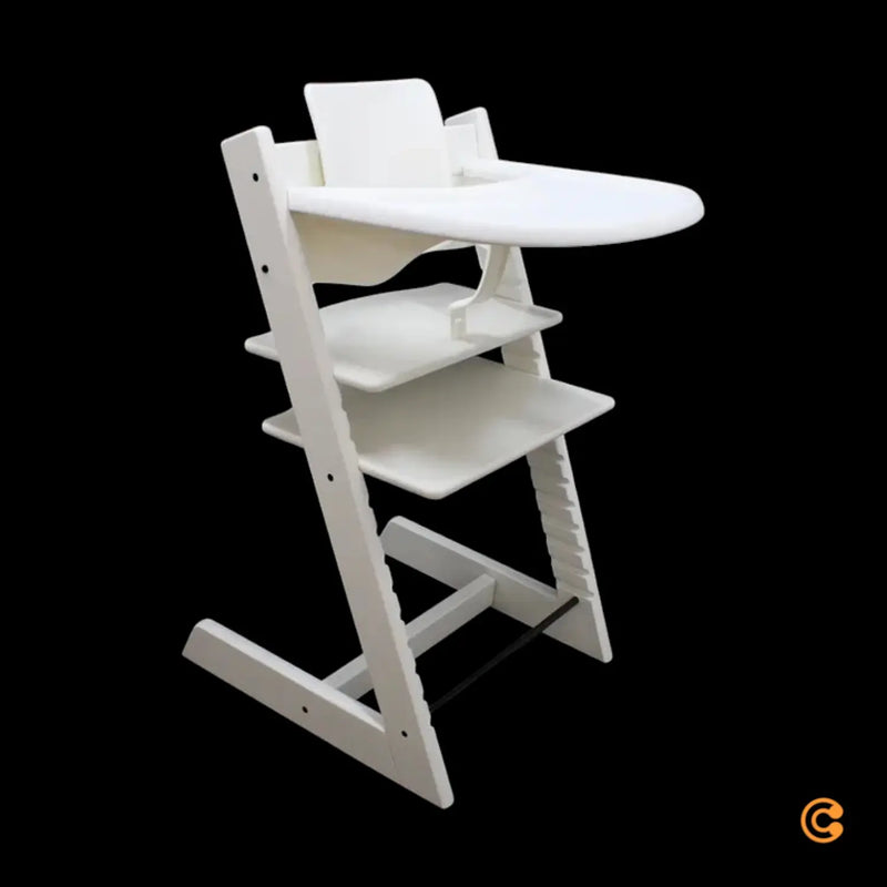 B-Ware Stokke Hochstuhl Set Tripp Trapp Kinderstuhl Weiß Baby Set Tablett Komplettset