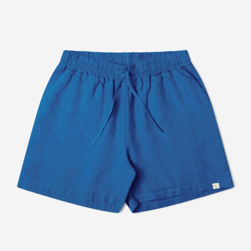 Leinen Shorts Damen blau