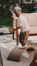 B-Ware Meow Baby Balance Board Wippe Kinderbrett Beige Filz Holz 80x30 Cm Bis 200 Kg