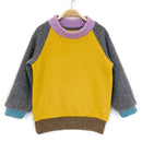 kronjuwel Kaschmirpullover 86/92 gelb grau Upcycling