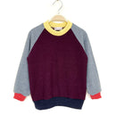 kronjuwel Wollpullover 104/110 weinrot graublau Upcycling