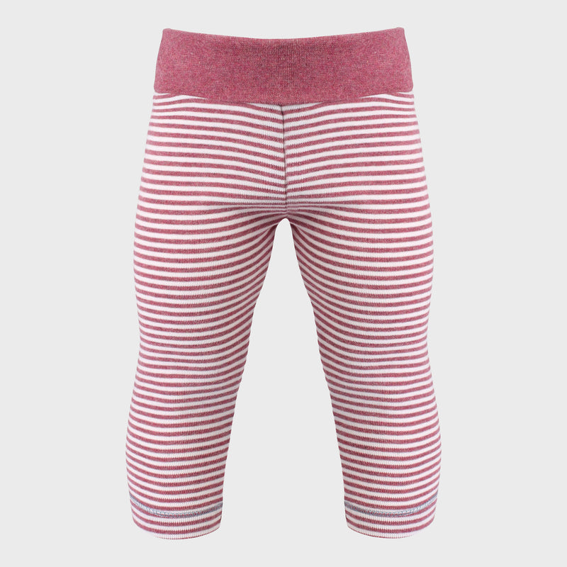 OrganicEra Organic Baby Leggings, Bordeaux - Ecru Striped