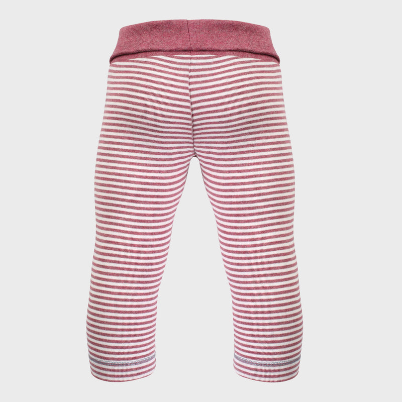 OrganicEra Organic Baby Leggings, Bordeaux - Ecru Striped