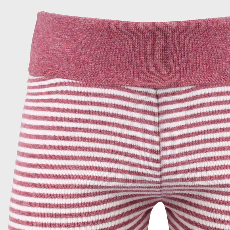 OrganicEra Organic Baby Leggings, Bordeaux - Ecru Striped