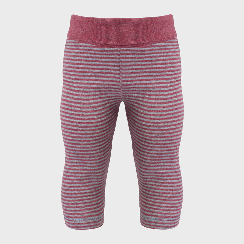 OrganicEra Organic Baby Leggings, Bordeaux - Grey Striped
