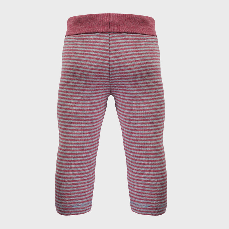 OrganicEra Organic Baby Leggings, Bordeaux - Grey Striped