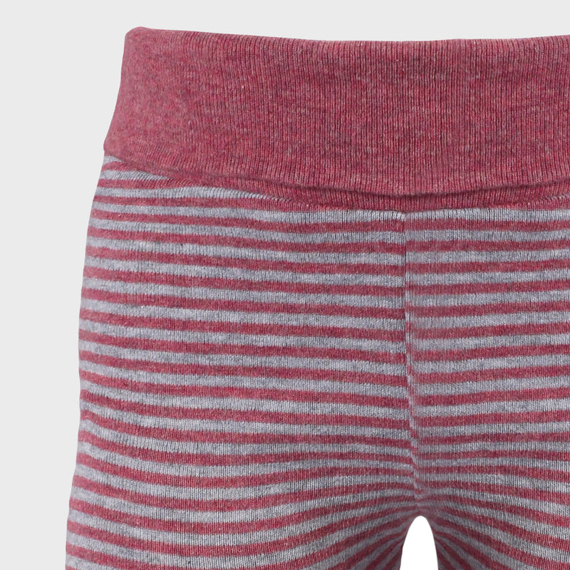 OrganicEra Organic Baby Leggings, Bordeaux - Grey Striped