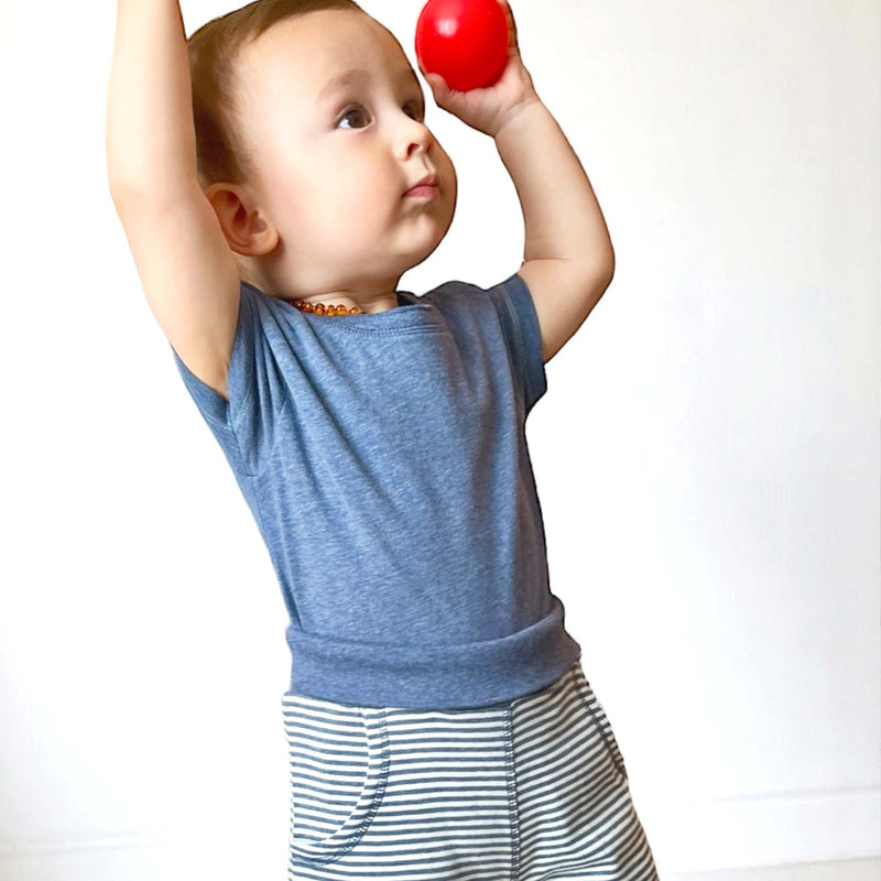 OrganicEra Organic Baby Shorts, Indigo Striped