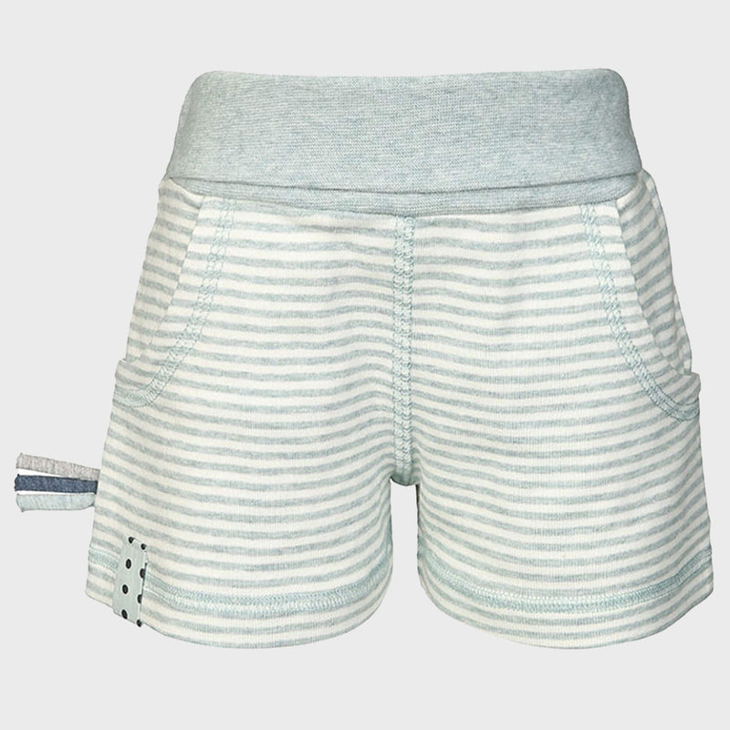 OrganicEra Organic Baby Shorts, Aqua Striped