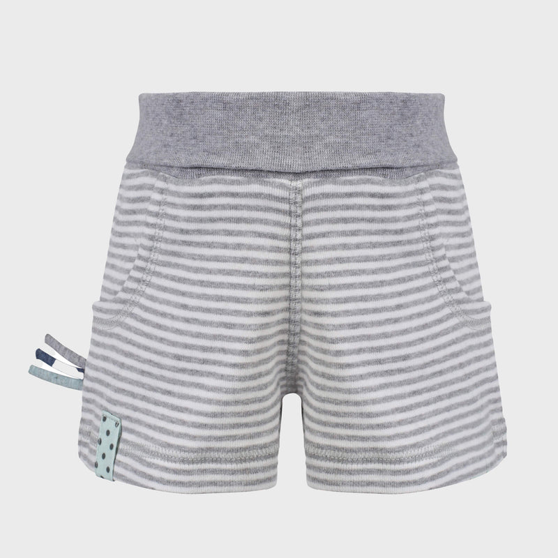 OrganicEra Organic Baby Shorts, Grey Striped