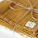 OrganicEra Organic Cotton Muslin Set of 2 pcs, Hand embroidered, Mustard