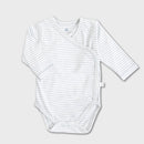 OrganicEra Organic Long Sleeve Newborn Kimono Baby Body, Striped, Aqua Melange