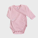 OrganicEra Organic Long Sleeve Newborn Kimono Baby Body, Striped, Bordeaux Melange