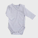 OrganicEra Organic Long Sleeve Newborn Kimono Baby Body, Striped, Indigo Melange